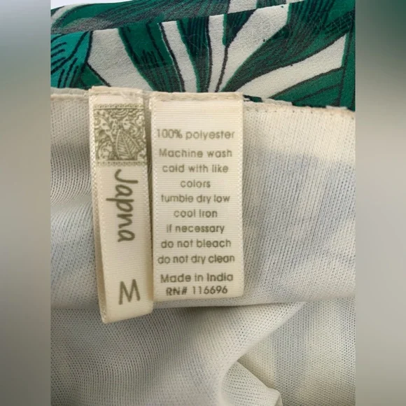 Japna Tan & Green Tropical Leaf Crisscross Tank Top size Medium - Picture 5 of 5